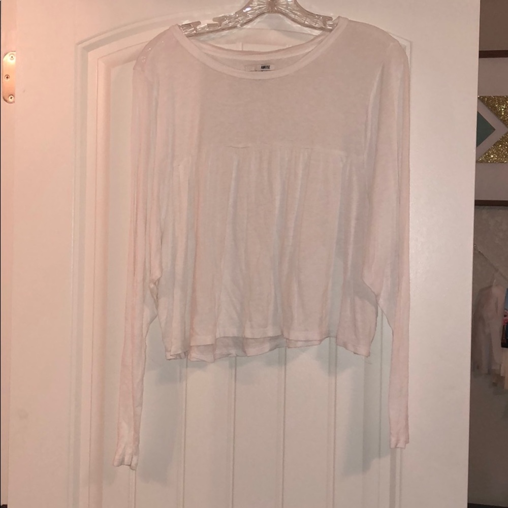 Amuse Society White Longsleeve Crop Top